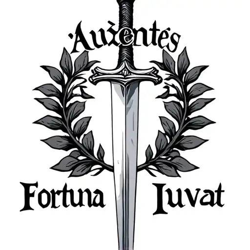 "Audentes Fortuna Iuvat" Roman laurel with a sword though the middle
