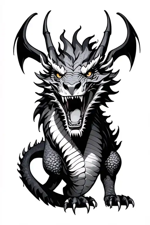 Leon roaring and dragon - Variation 2