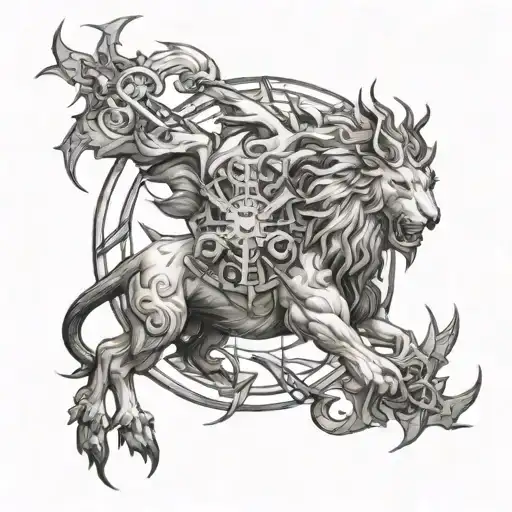 I would be looking for a cool tattoo for my forearm. It should include the following themes: Providence/Fate zodiac sign - Variation 3
