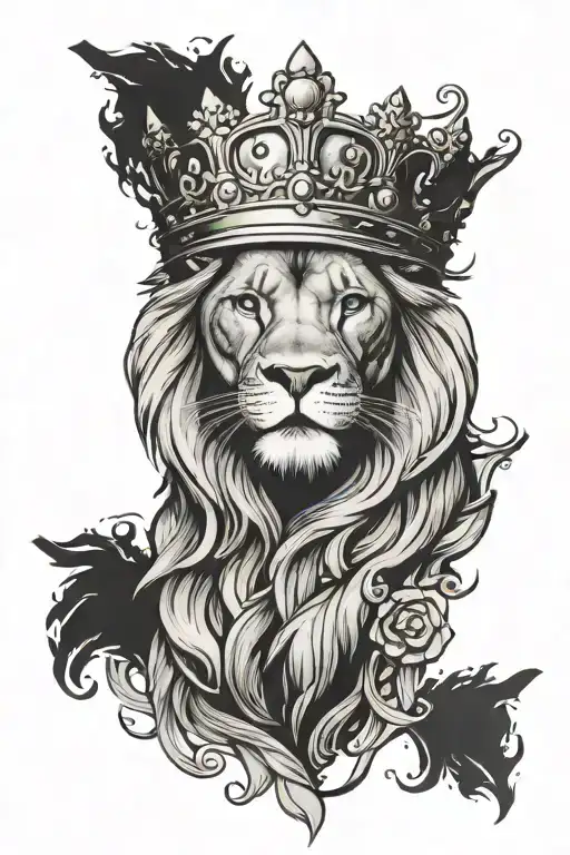 money, power, lion wearing crown, womens face - Variation 2