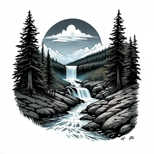 hiking trail waterfall - Variation 2