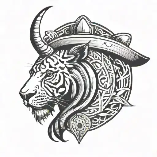 assam hat + Lion + Rhino horn