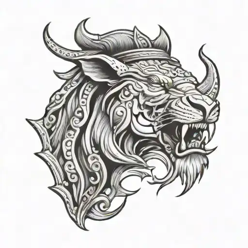 assam hat + Lion + Rhino horn - Variation 3