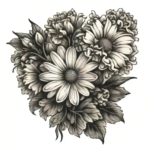 Daisy flower surrounded by 25 carnations flowers