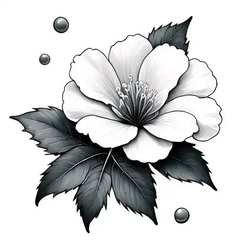 Cherry tree flower with a leaf falling