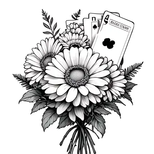 marigold and cosmo bouquet with cards sticking out - Variation 2