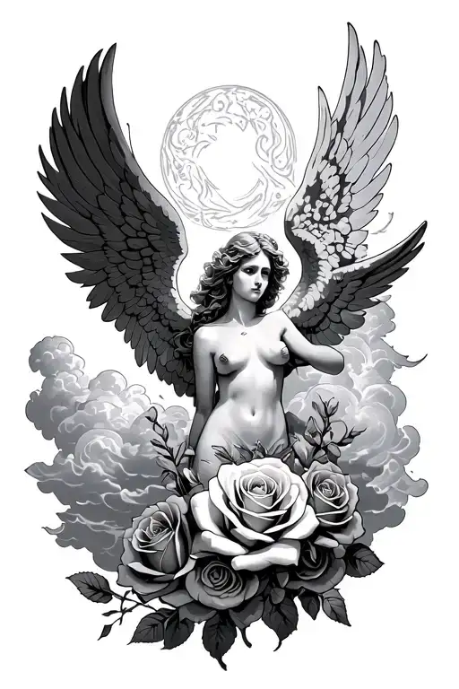 angel roses clouds surrounding - Variation 2