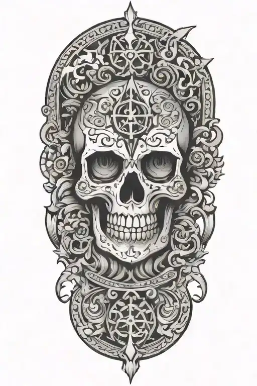 Incorporate an aum symbol, momento mori - Variation 3