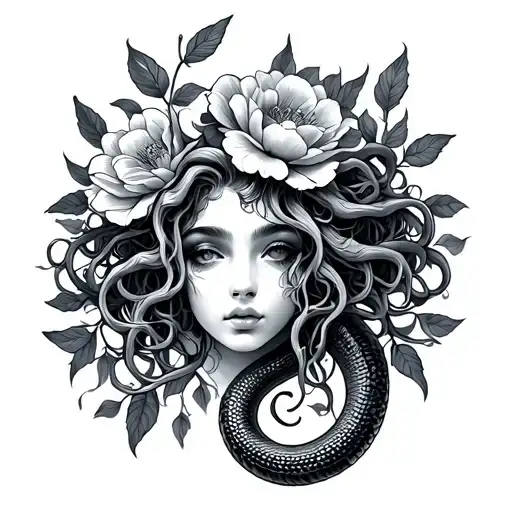 medusa snake and flower - Variation 1