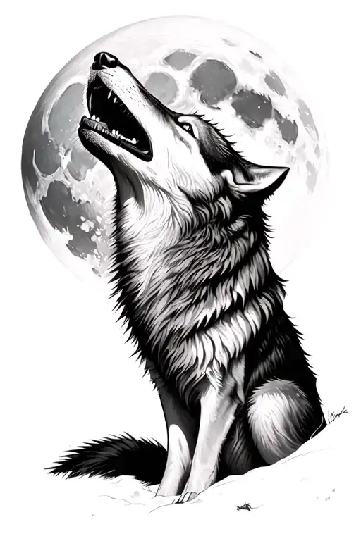 wolf howling at the moon - Variation 5