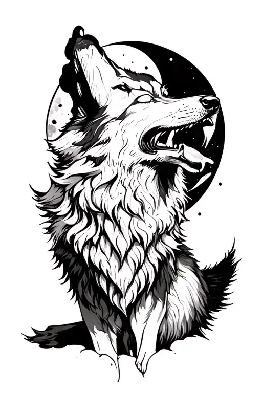 wolf howling at the moon - Variation 6