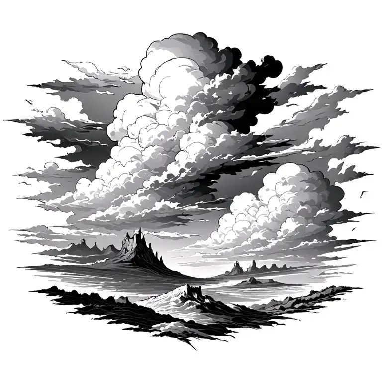 the beginning of angry storm clouds with sunshine fading off