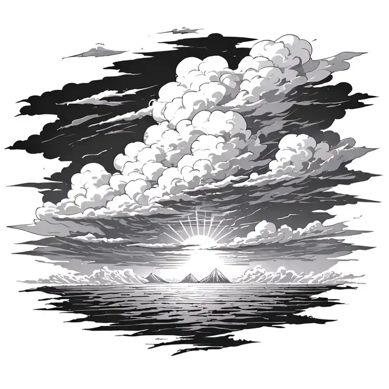 the beginning of angry storm clouds with sunshine fading off - Variation 2