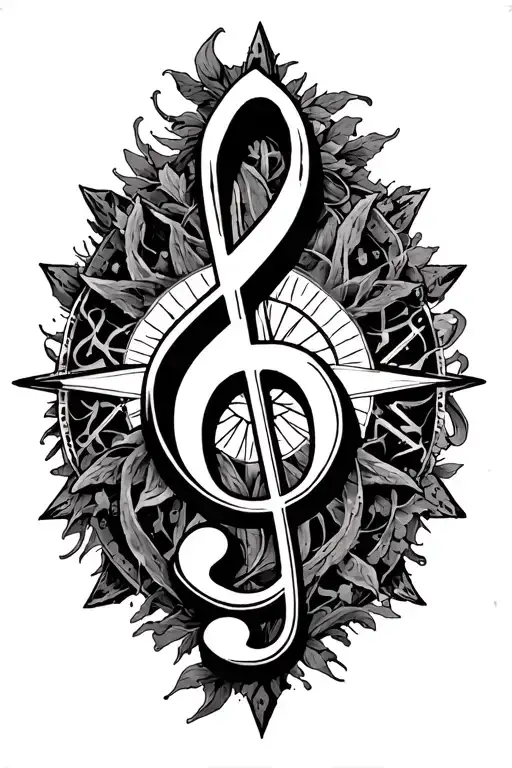 G clef with a compass rose - Variation 1