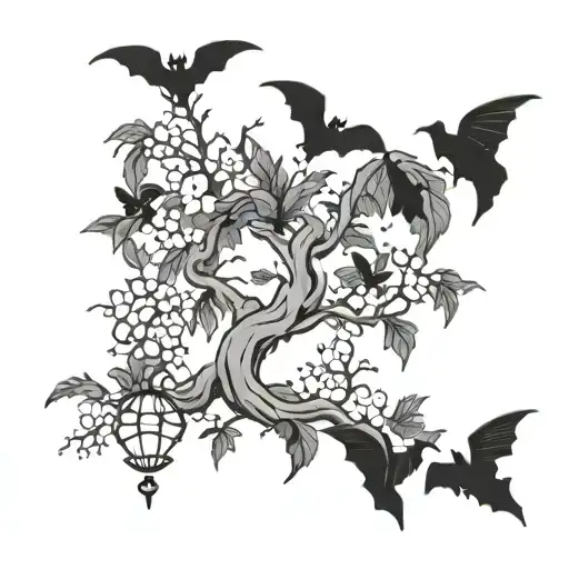 poison tree branches and bats flying across - Variation 2