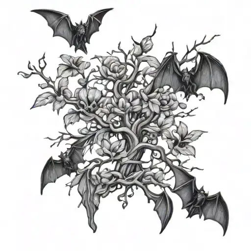 poison tree branches and bats flying across - Variation 3