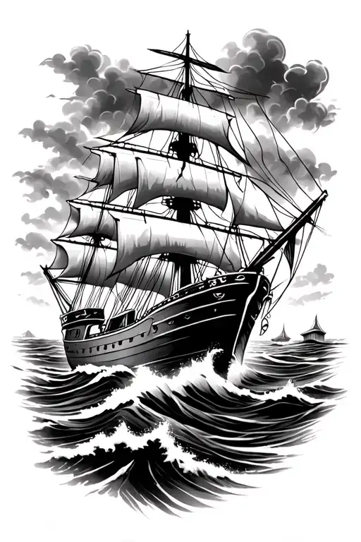 clipper ship sailing through stormy seas