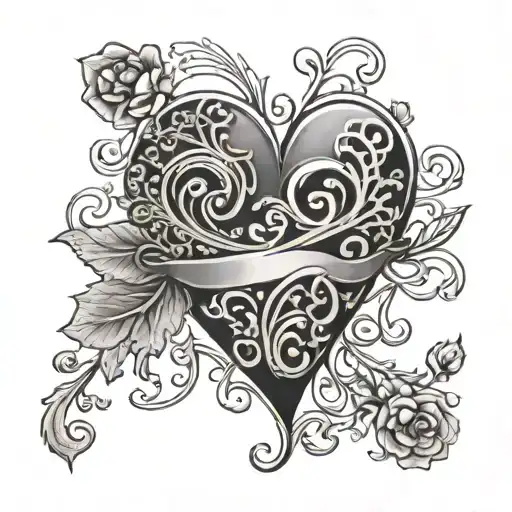 heart lace underbreasts tattoo design - Variation 3