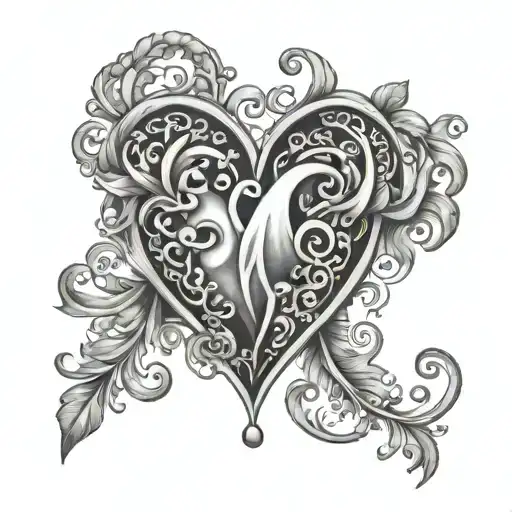 heart lace underbreasts tattoo design - Variation 4