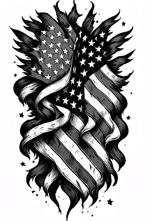 American flag intertwined - Variation 2