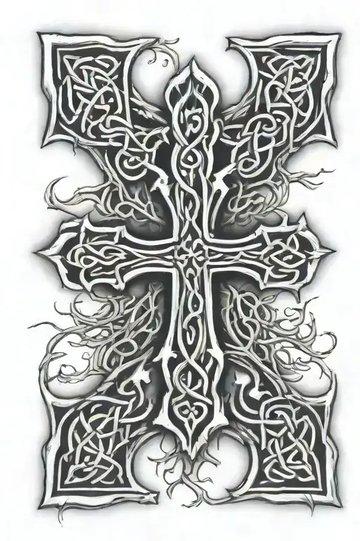Celtic cross roots growing from bottom half - Variation 2