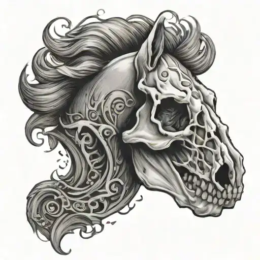 Horse skull with smoke