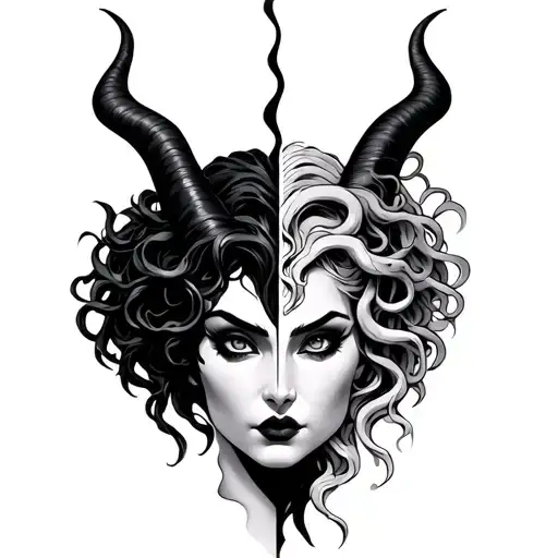 half Maleficent And Half Medusa Head - Variation 3