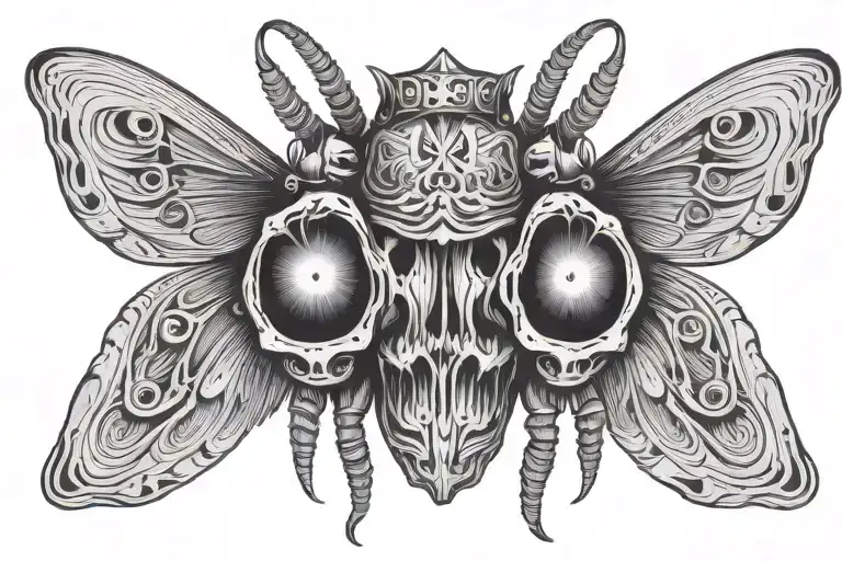 moth with wings skull, dark