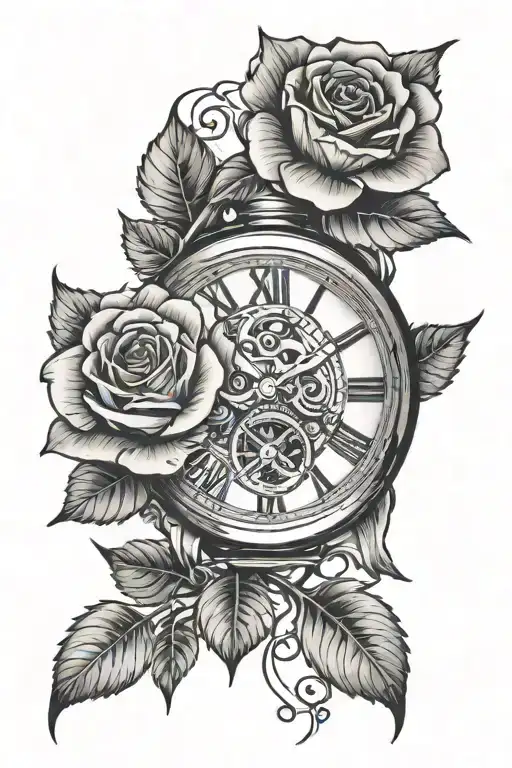 Broken Watch With roses - Variation 2