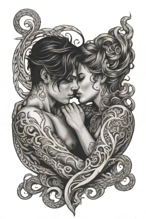 two lovers souls intertwining