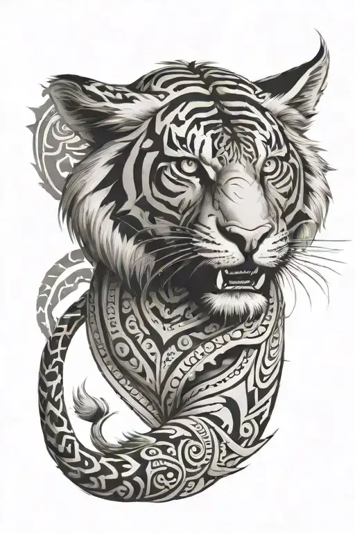 Aztec tribal tiger sleeve