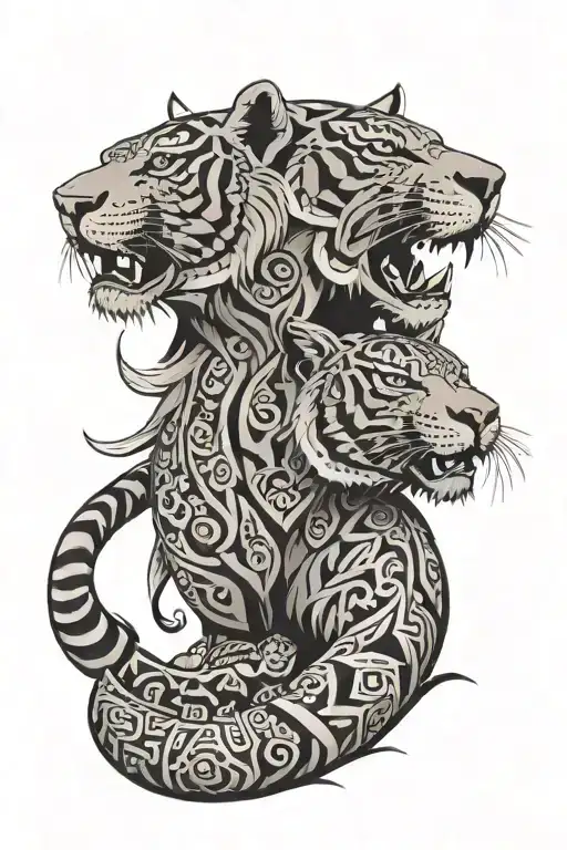 Aztec tribal tiger sleeve - Variation 2