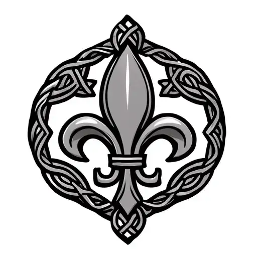 Fleur de Lis with celtic knot background black - Variation 3