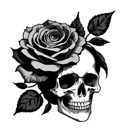 rose with a skull inside it,gothic - Variation 2