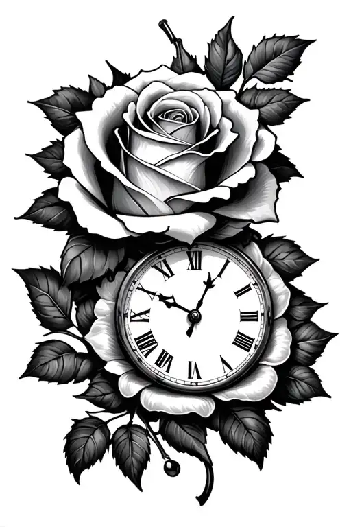 rose and clock
