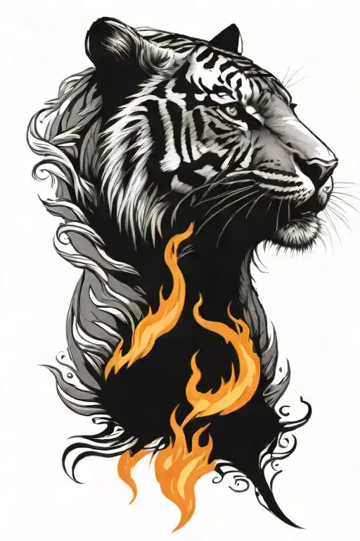 Tiger and fire flames - Variation 2