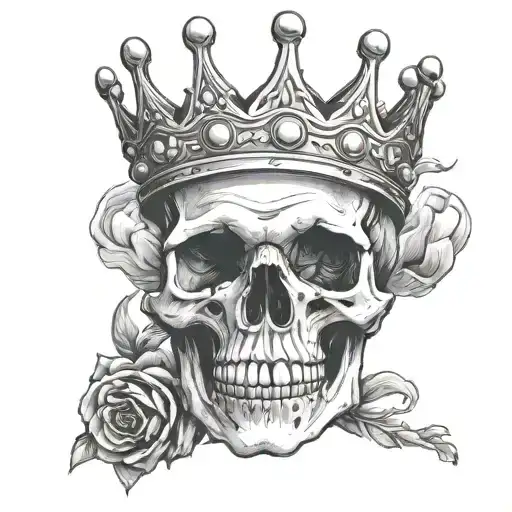 skull head wearing a crown