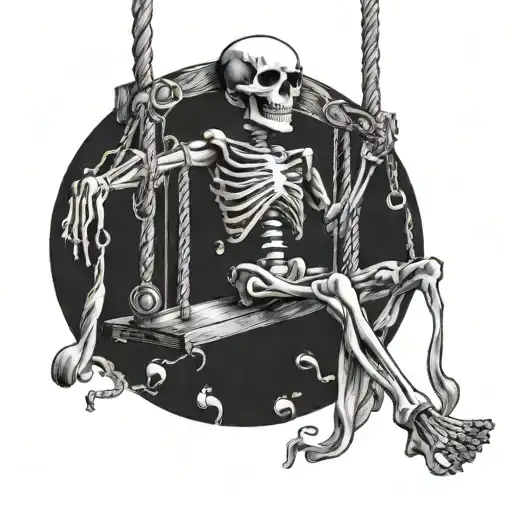 happy skeleton on a swing with a glass of wine in his hand; in renaissance style - Variation 4