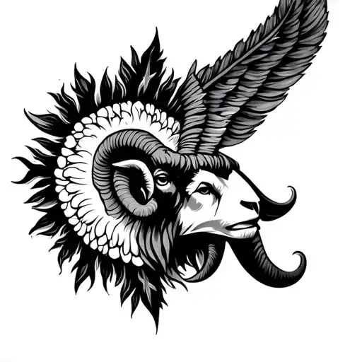 free spirit, peace and enlightened aries ram - Variation 2