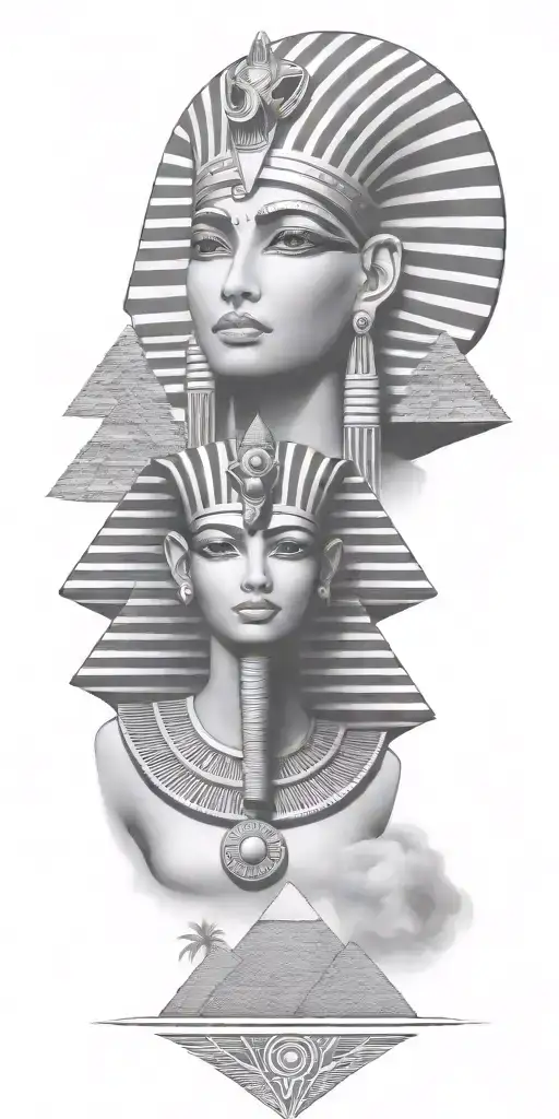 Egyptian pyramids, eye of Horus, cleopatra - Variation 2