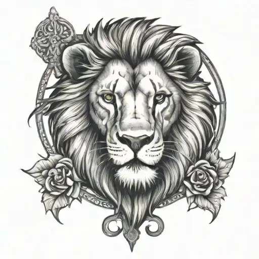 lion and cross tattoo