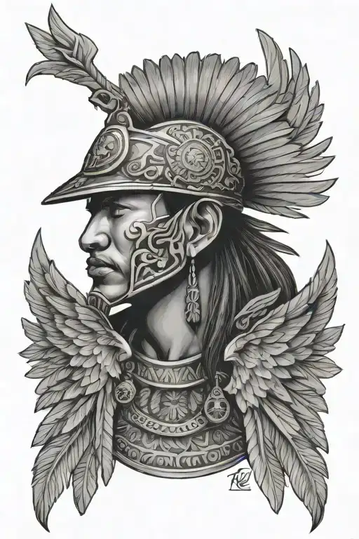 filipino warrior with eagle wings as a hat surrounded - Variation 2