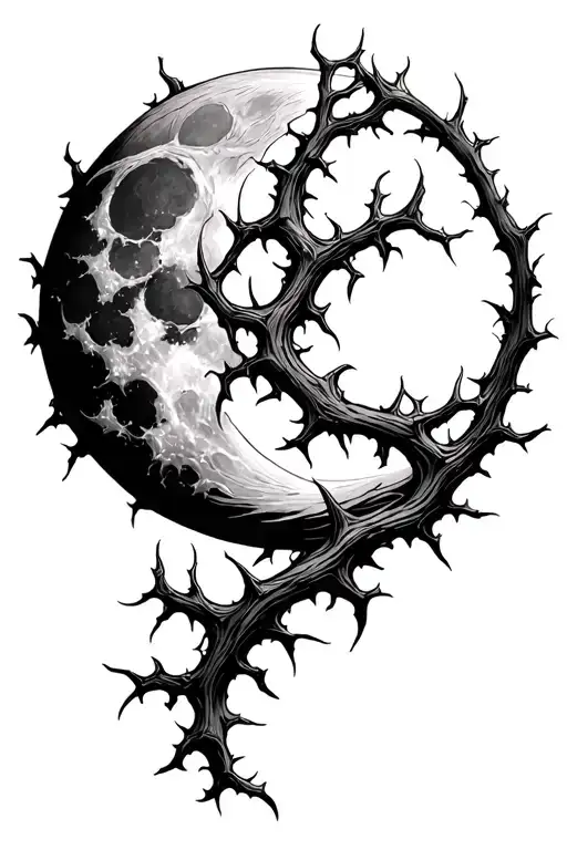 vine thorn the moon is extremely detailed high definition made of vines and thorns fill in gaps with moon
