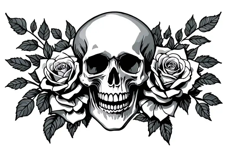 A skull with roses around it