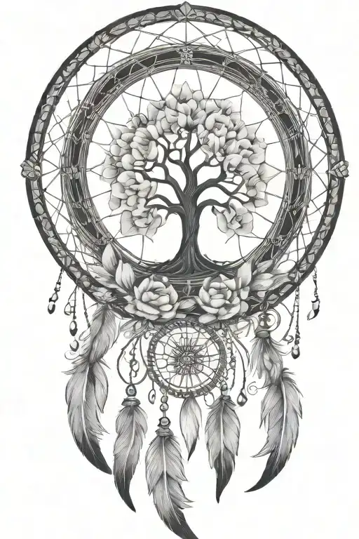 life tree dream catcher lotus flower - Variation 4