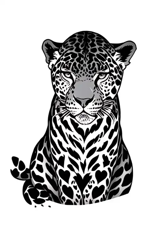 a jaguar but its fur is heart shaped like