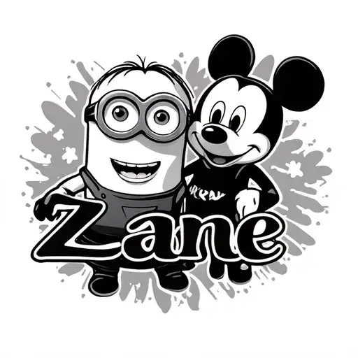My daughter's name "Zane" with minion and micky mouse background