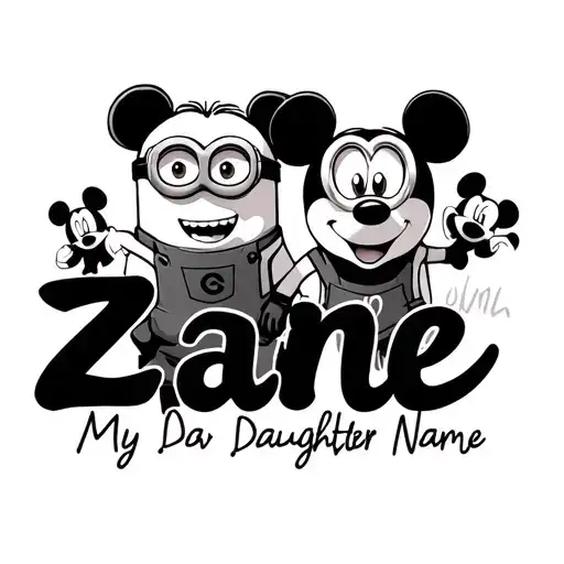 My daughter's name "Zane" with minion and micky mouse background - Variation 2
