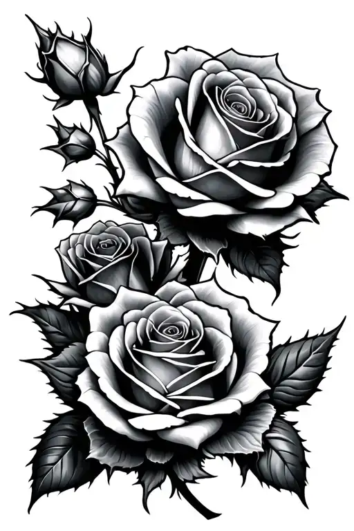 7 nice roses fully bloomed with thorns - Variation 2