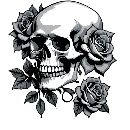 skull with roses